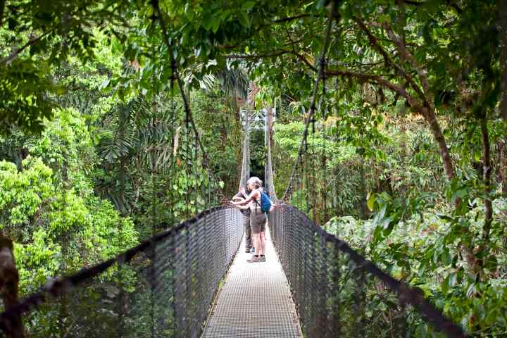 A hanging bridge at Sky Adventures Arenal